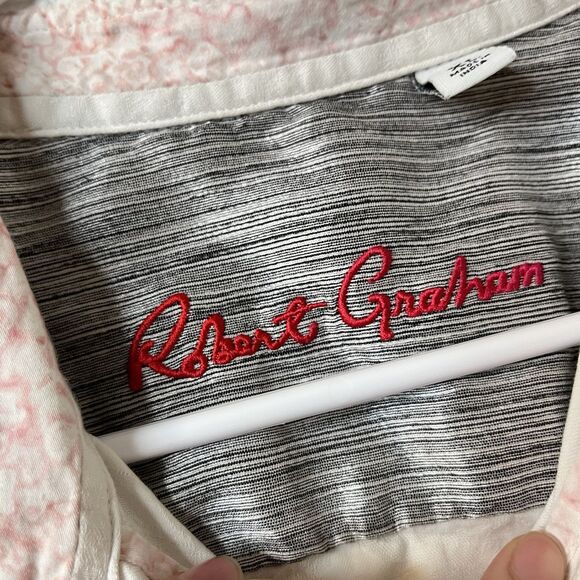 Robert Graham Shirt Mens Extra Large White Short Sleeve Button Up - Picture 3 of 10